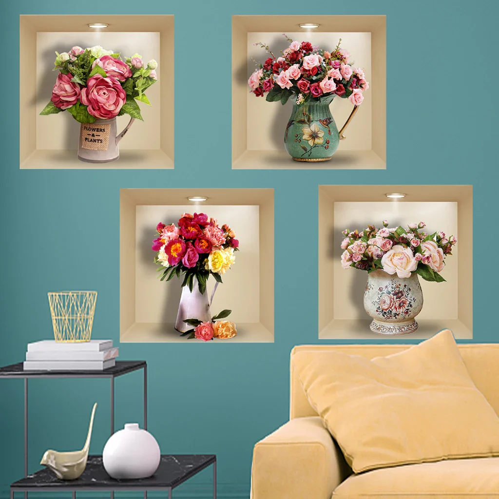 4PCS Potted Flower Plant Wall Stickers - Image 5