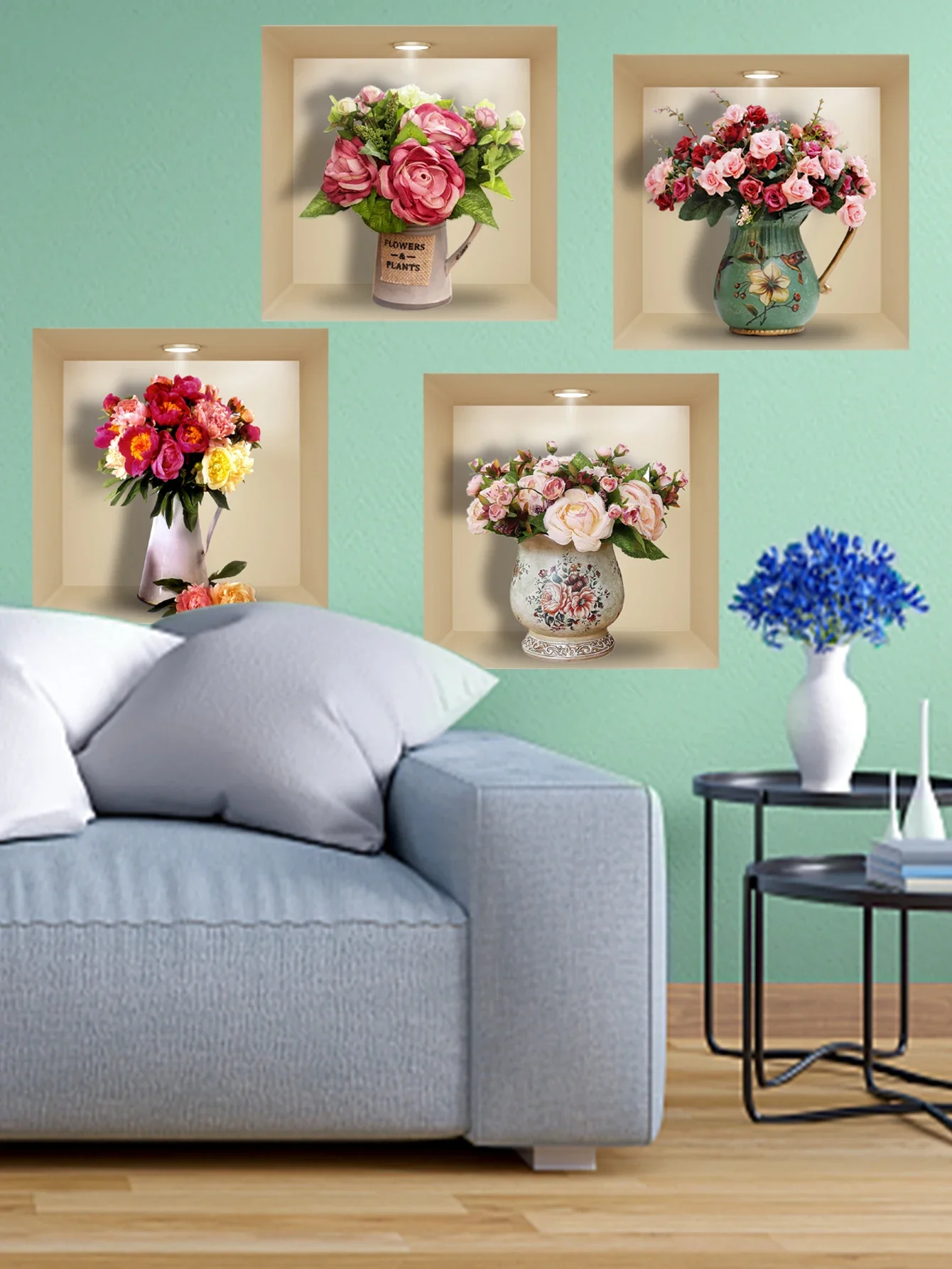 4PCS Potted Flower Plant Wall Stickers - Image 7
