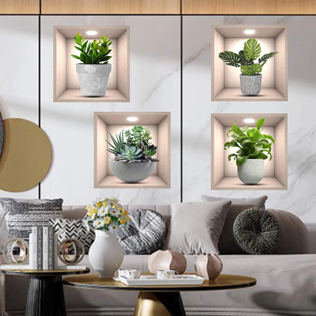 4PCS Potted Plant Wall Sticker - Image 2