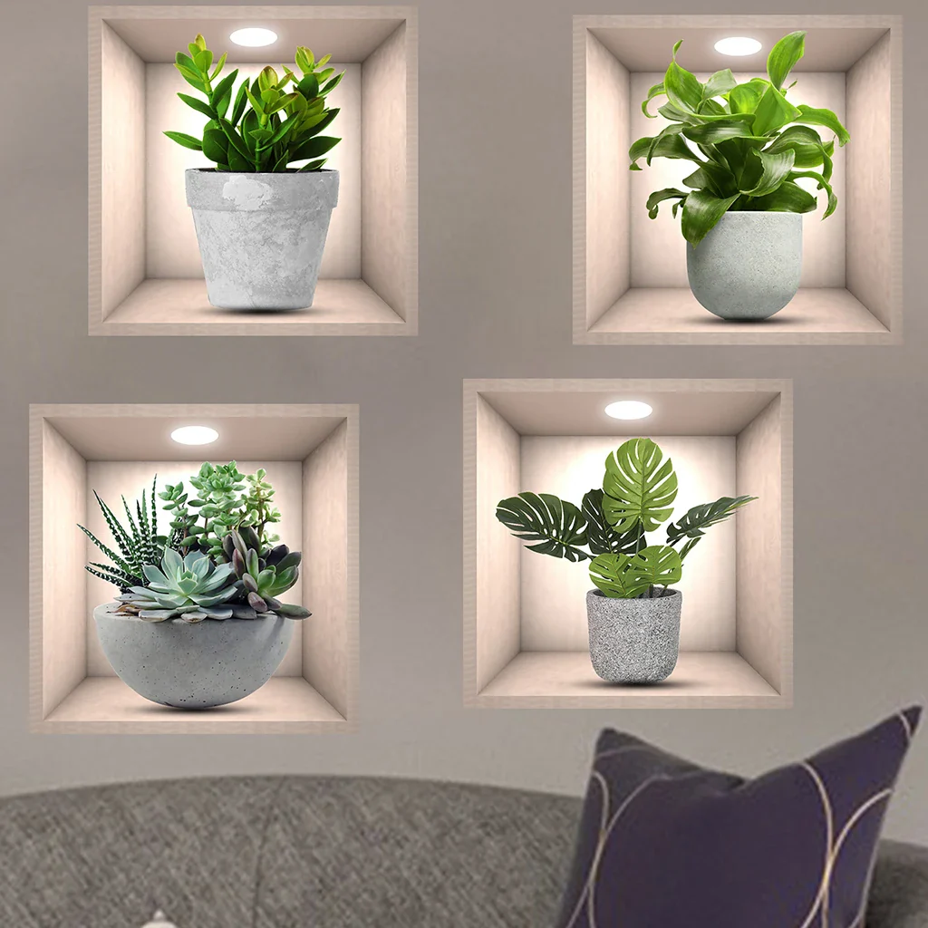 4PCS Potted Plant Wall Sticker - Image 3