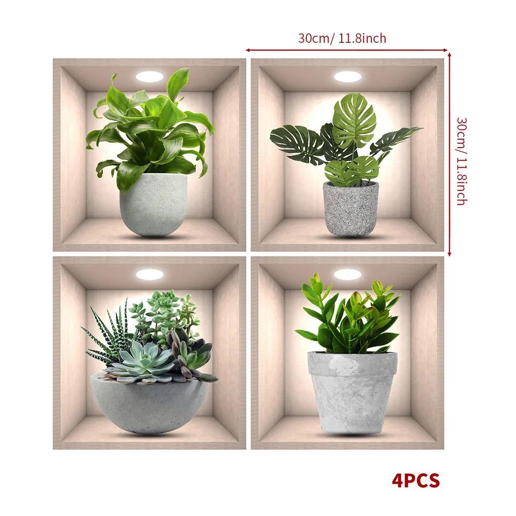4PCS Potted Plant Wall Sticker - Image 6