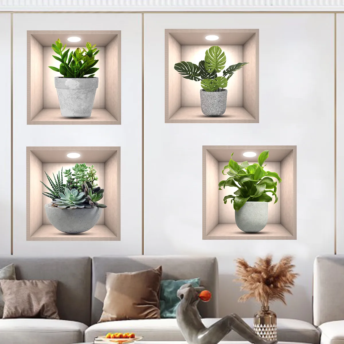 4PCS Potted Plant Wall Sticker - Image 7