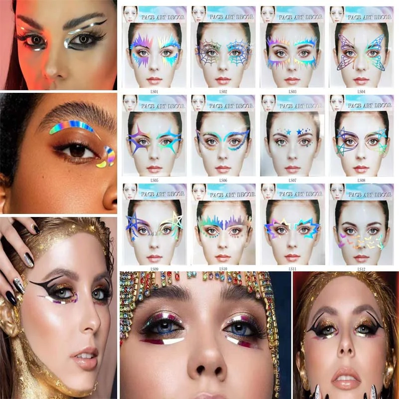 50 Styles Metalic Eyeshadow Glow Stickers - Image 2
