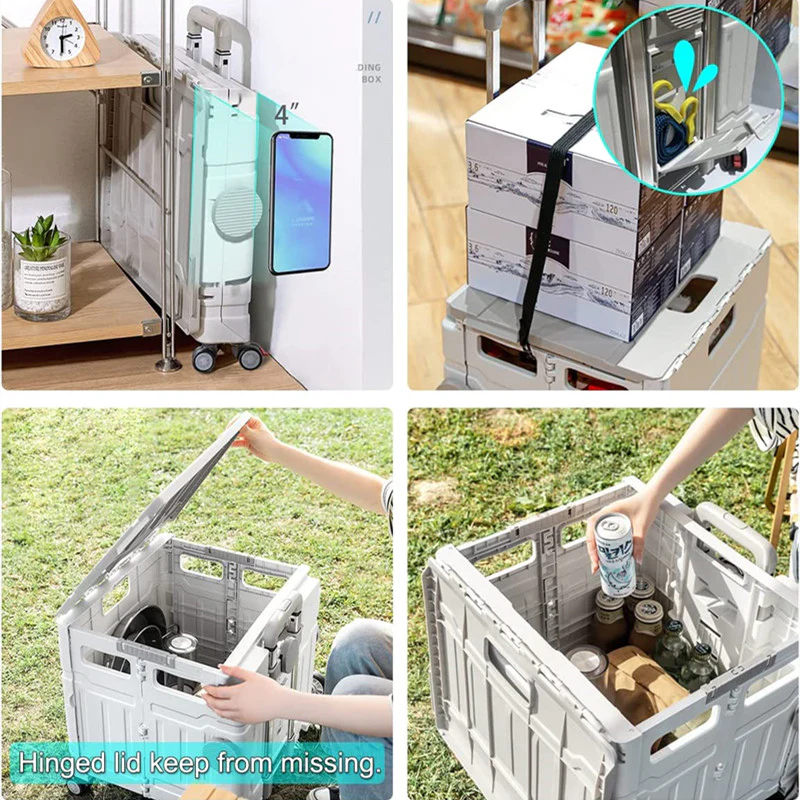 50L Folding Shopping Cart Pull Trolley - Image 11