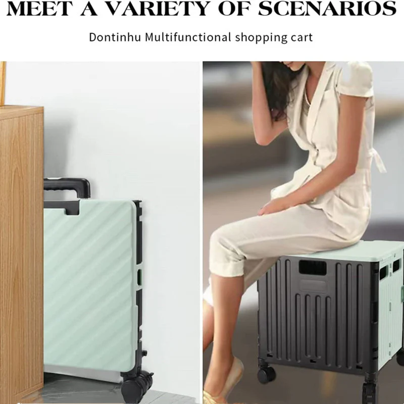 50L Folding Shopping Cart Pull Trolley - Image 15