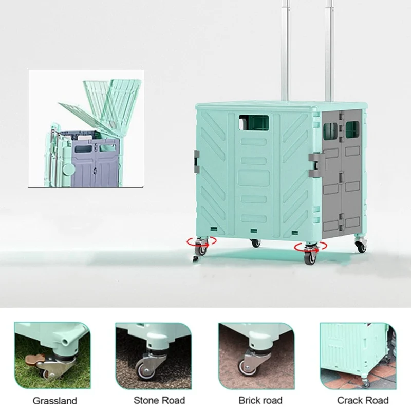 50L Folding Shopping Cart Pull Trolley - Image 3