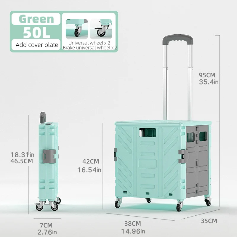 50L Folding Shopping Cart Pull Trolley - Image 5