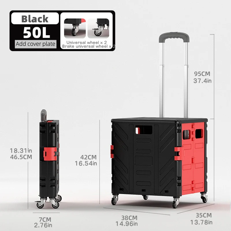 50L Folding Shopping Cart Pull Trolley - Image 6