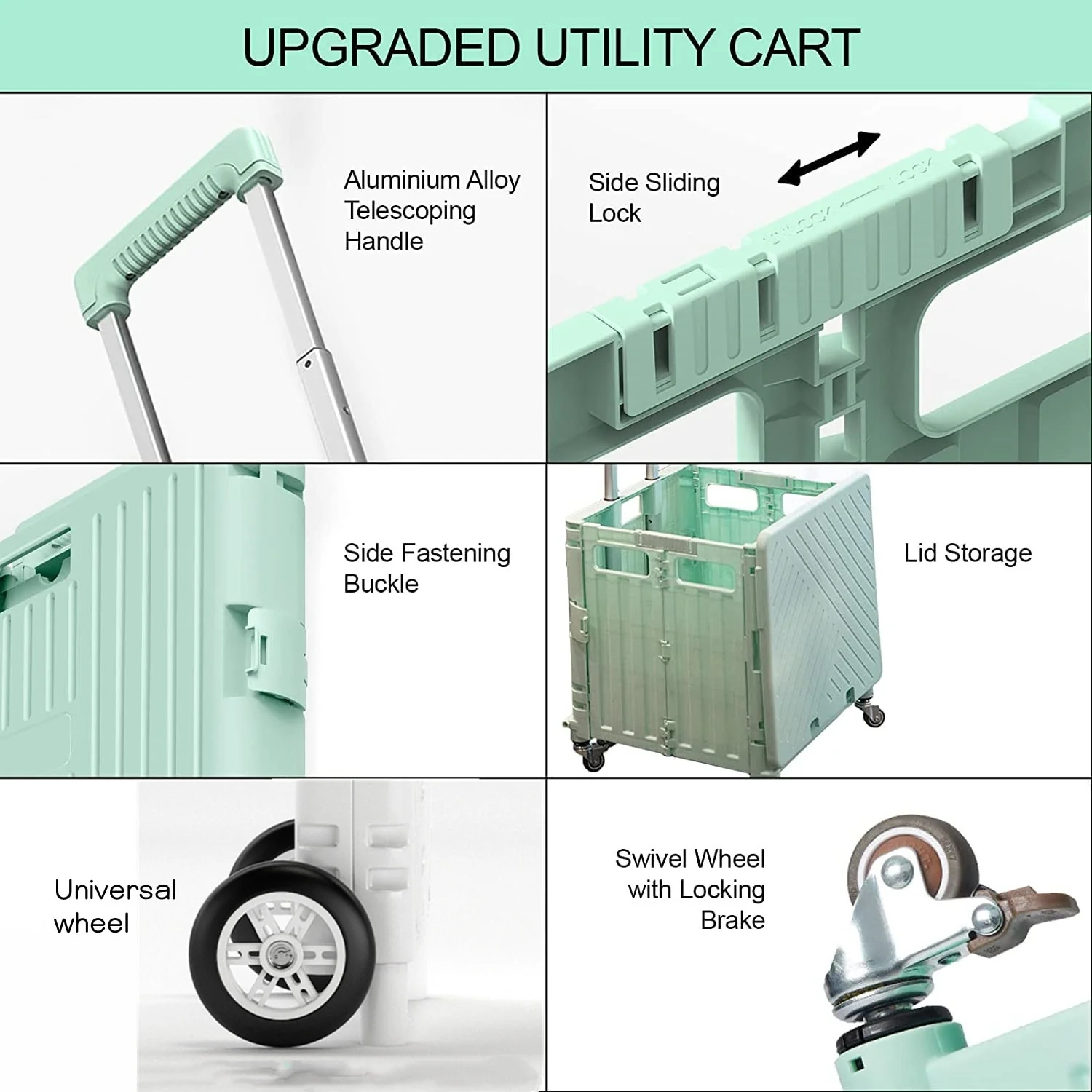50L Folding Shopping Cart Pull Trolley - Image 7