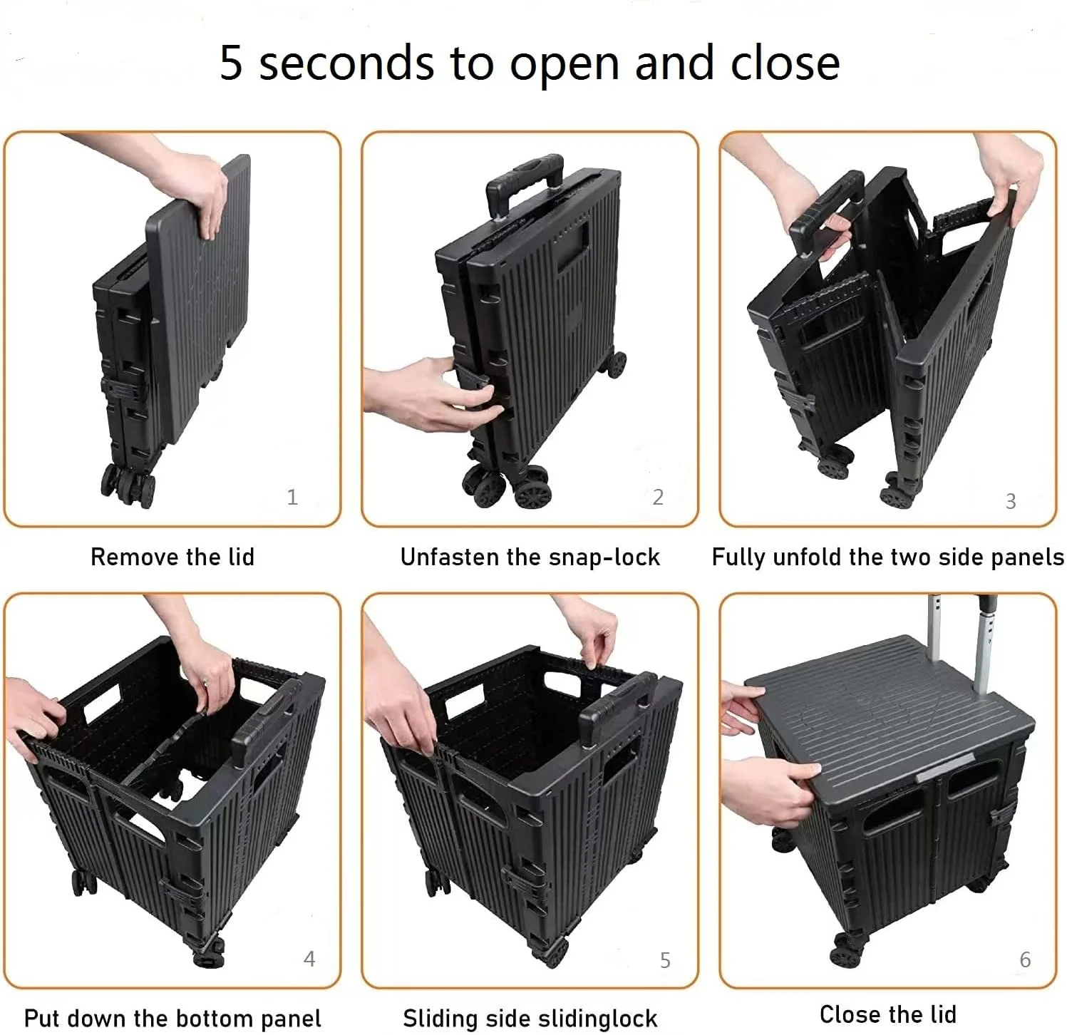 50L Folding Shopping Cart Pull Trolley - Image 8