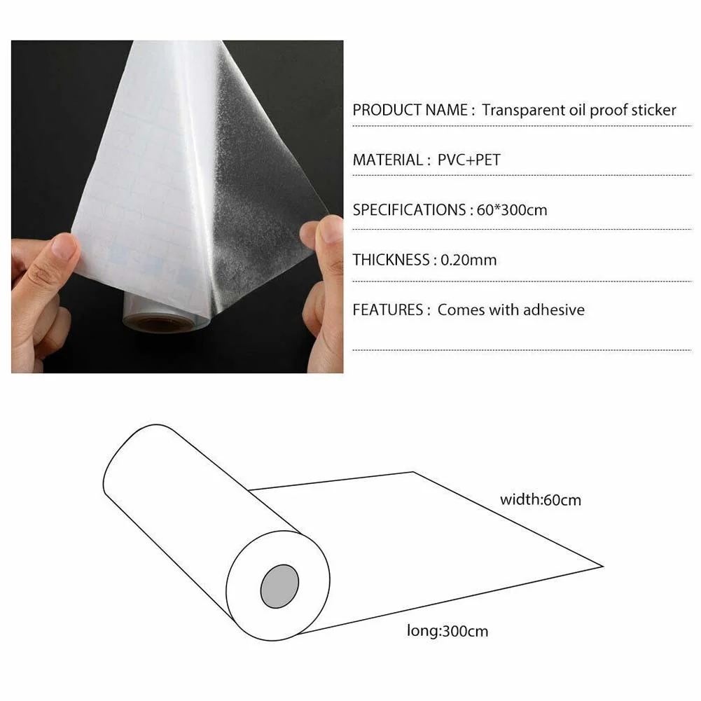 60cm*3m Transparent Oil-proof Wall Sticker - Image 5