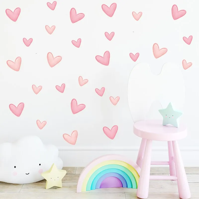 60PCS Pink Heart Wall Stickers - Image 4