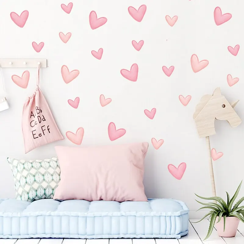 60PCS Pink Heart Wall Stickers - Image 5