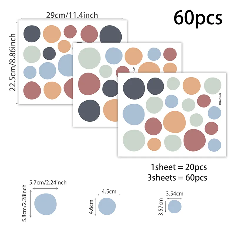 60PCS/set Polka Dots Wall Stickers - Image 7