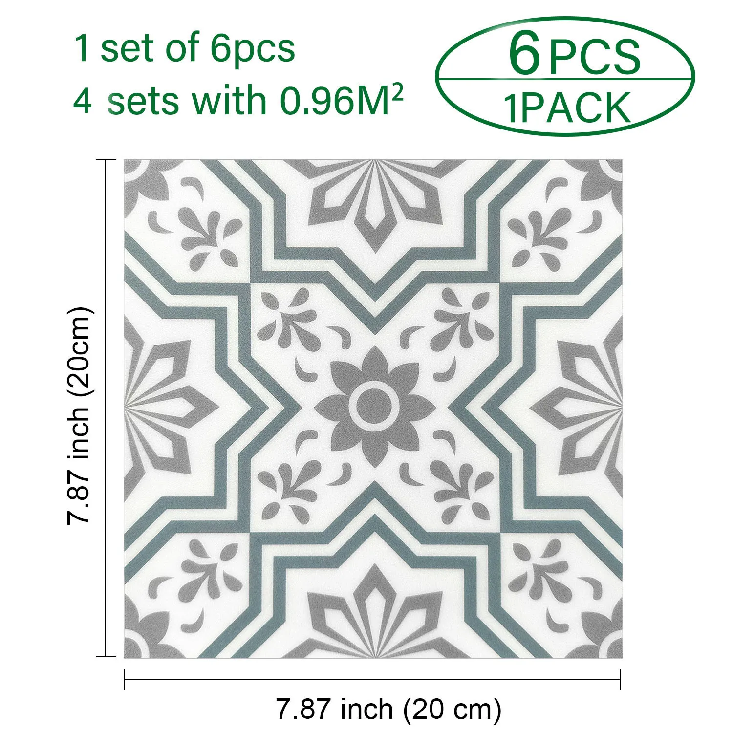 6PCS/Set Tile Stickers 20cmx20cm - Image 2