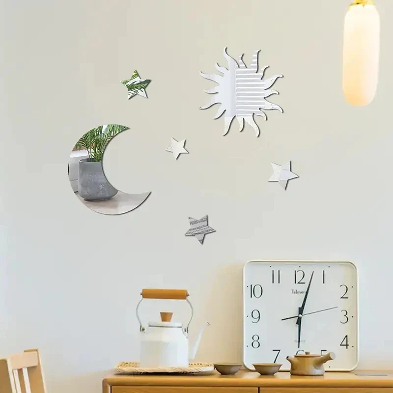6PCS Star & Moon Mirror Wall Stickers - Image 6