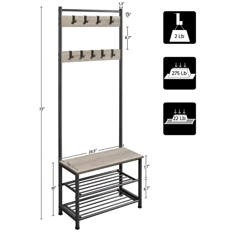 73" Metal Hall Bench Rack - Image 6