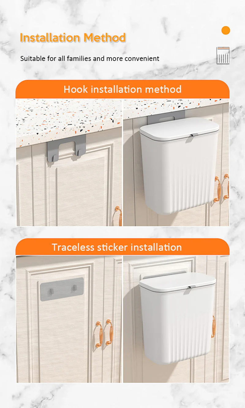 9L Sliding Lid Hanging Trash Can - Image 18
