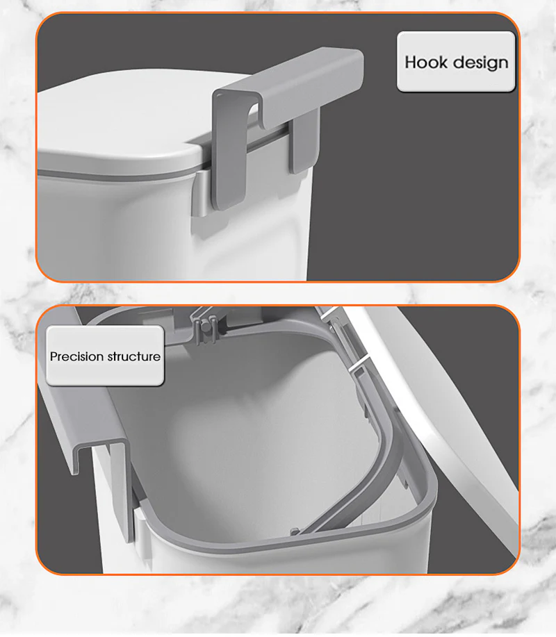 9L Sliding Lid Hanging Trash Can - Image 21