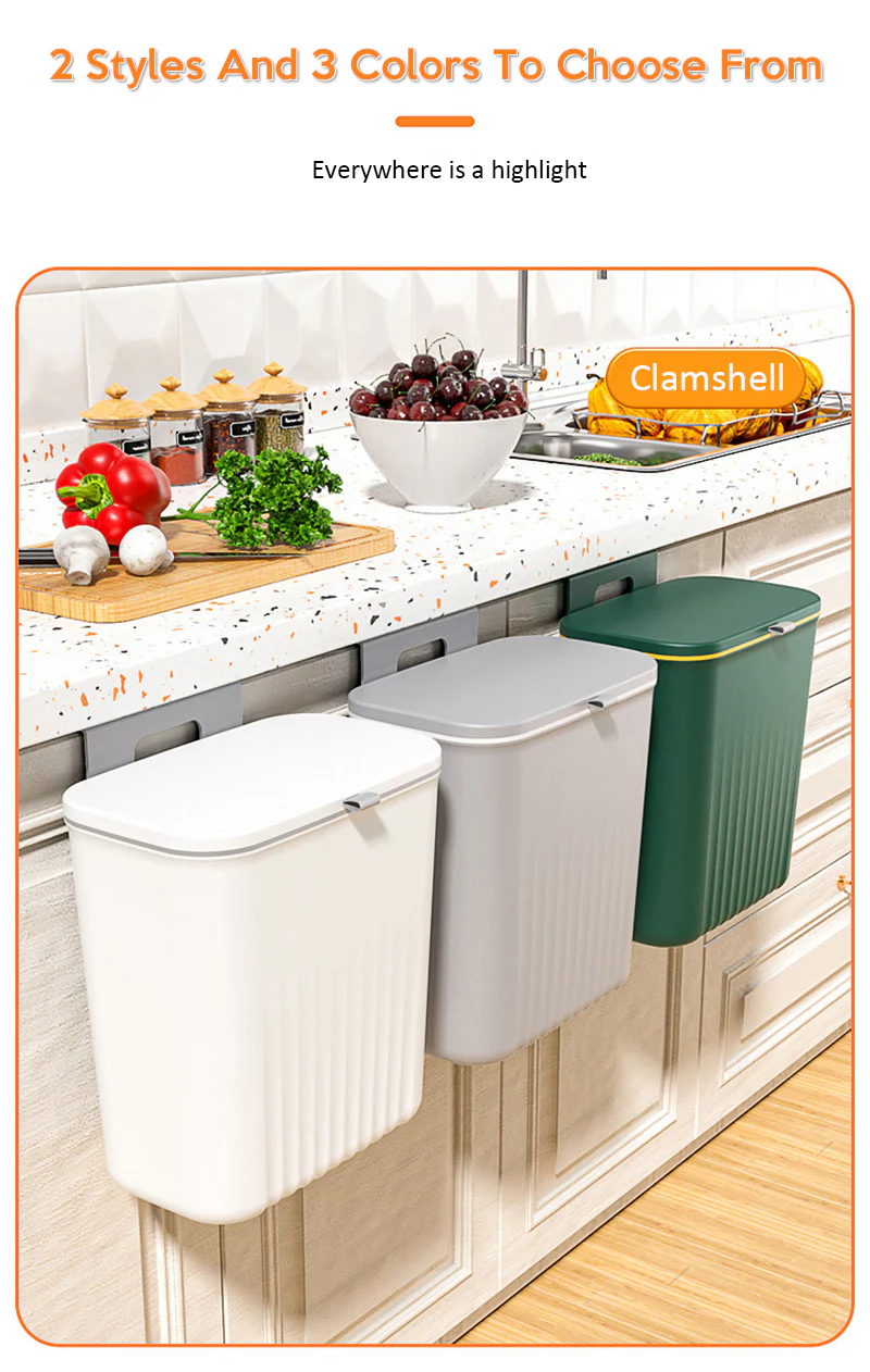 9L Sliding Lid Hanging Trash Can - Image 22