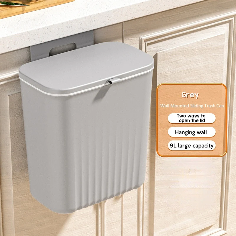 9L Sliding Lid Hanging Trash Can - Image 3