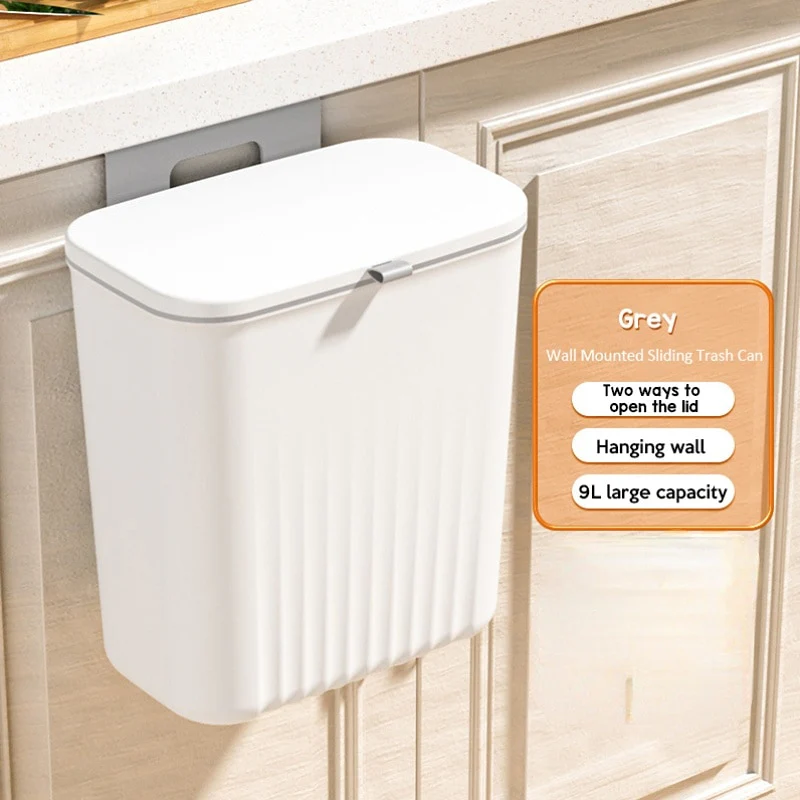 9L Sliding Lid Hanging Trash Can - Image 4