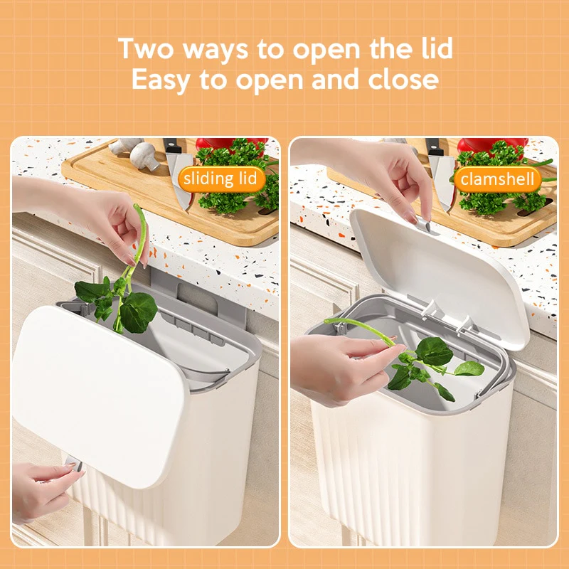 9L Sliding Lid Hanging Trash Can - Image 5