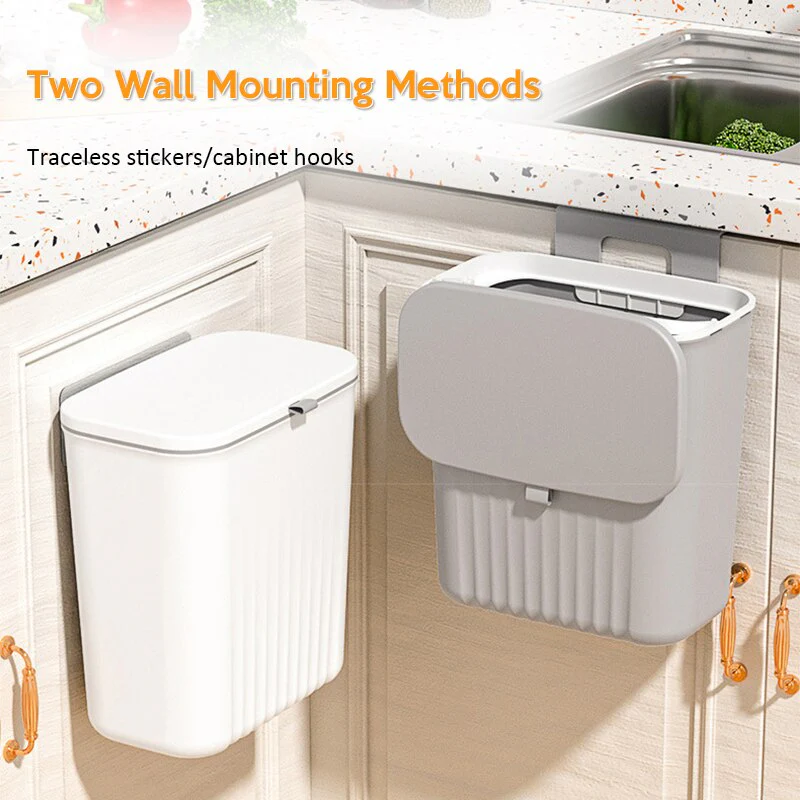 9L Sliding Lid Hanging Trash Can - Image 7