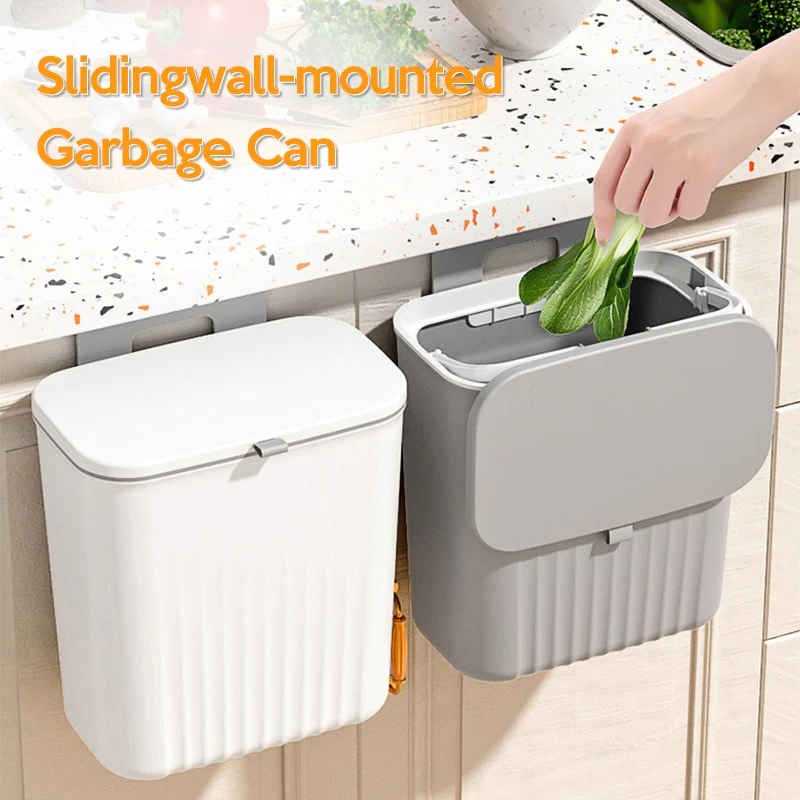 9L Sliding Lid Hanging Trash Can - Image 8