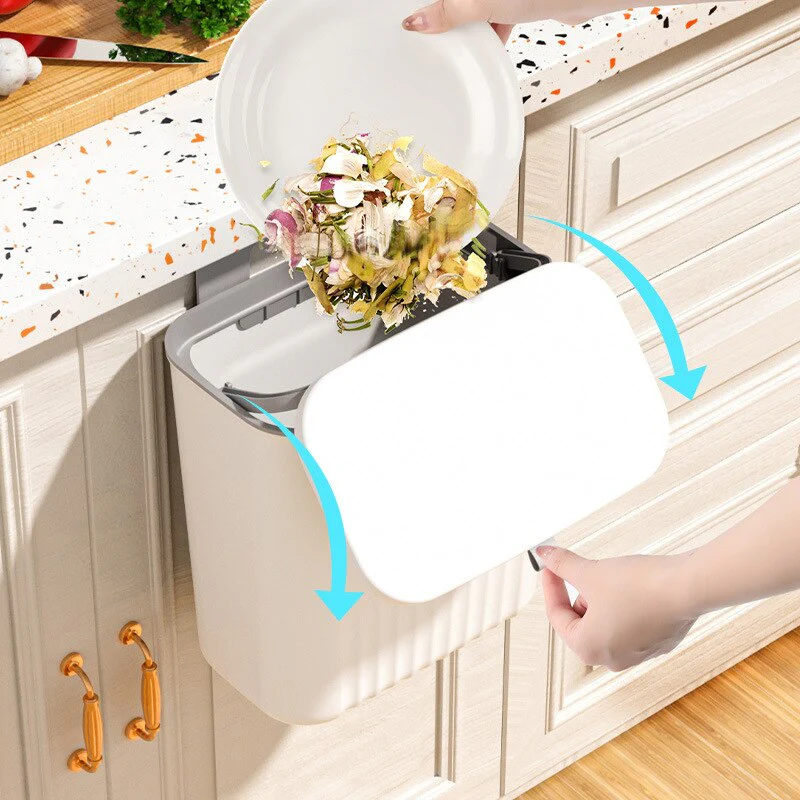 9L Sliding Lid Hanging Trash Can - Image 9