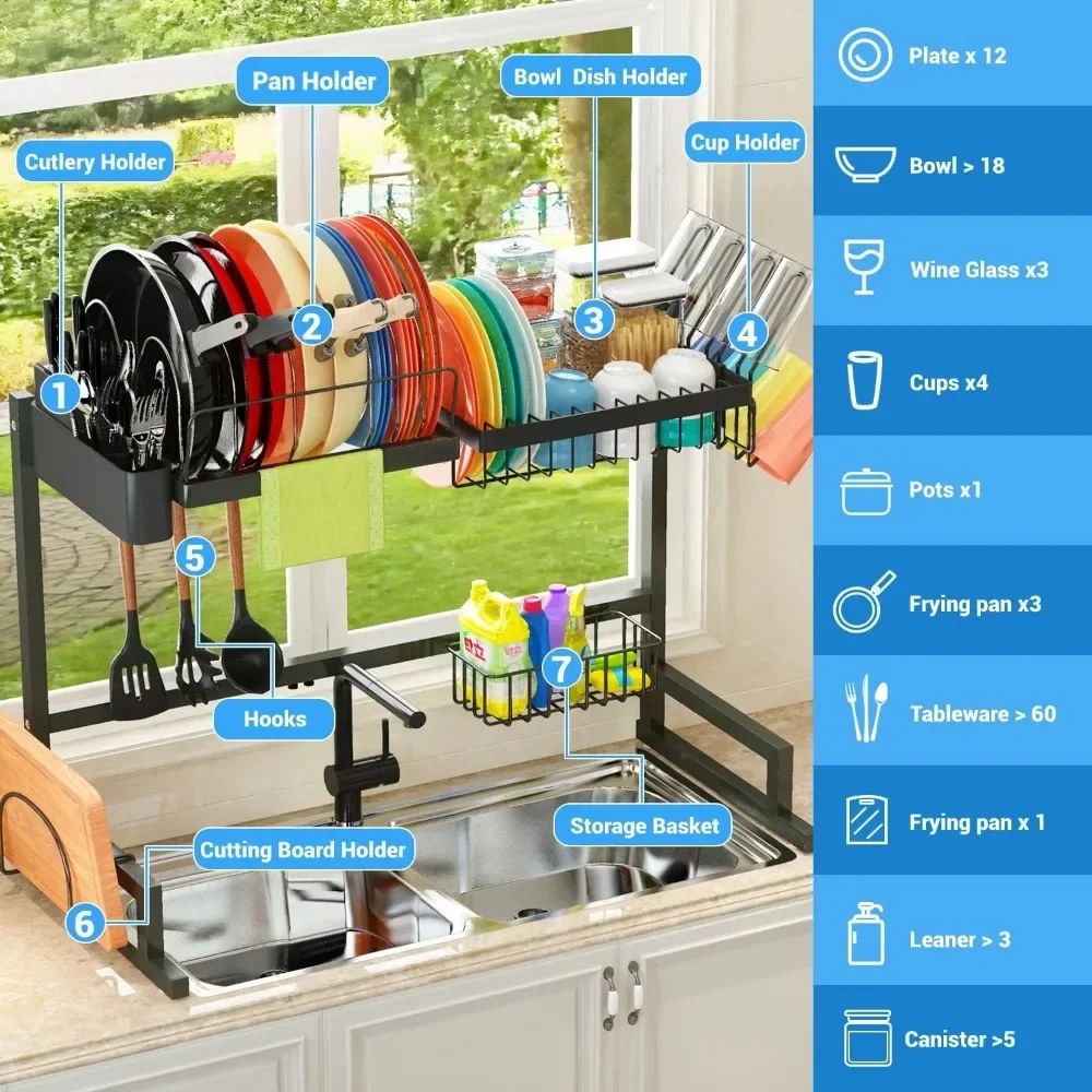 Adjustable Over The Sink Dish Rack - Image 4