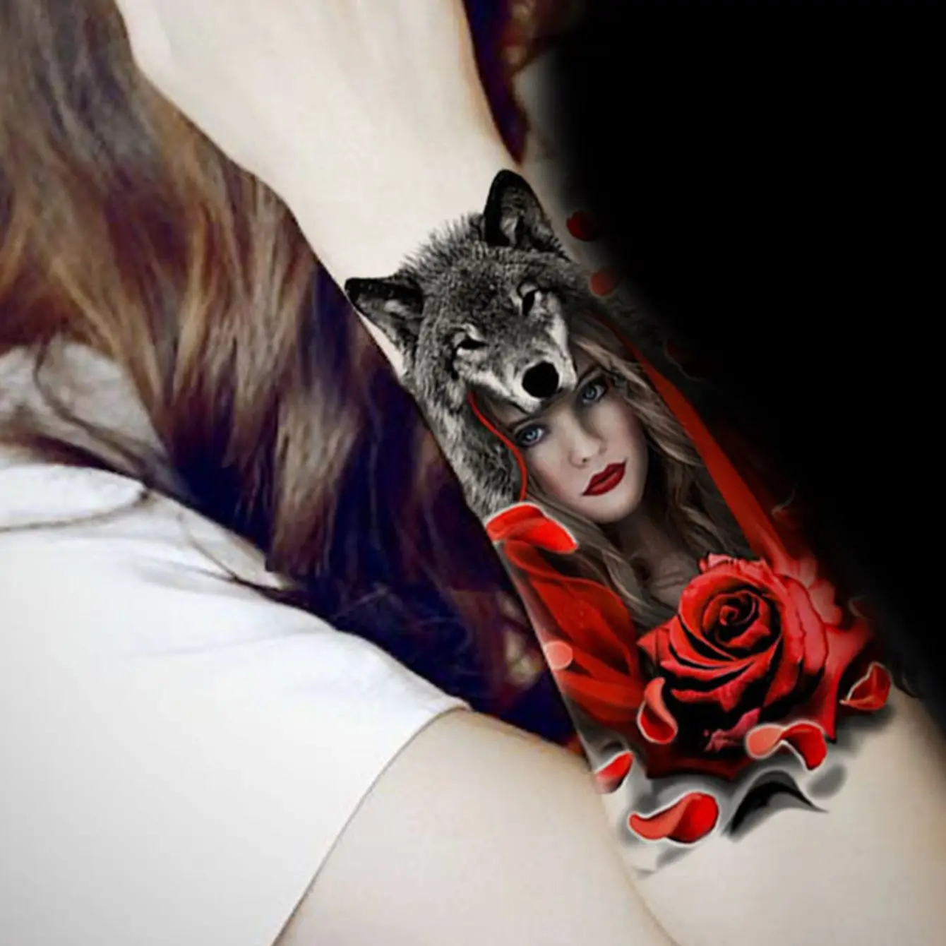 Beauty Wolf Tattoo Sticker - Image 2