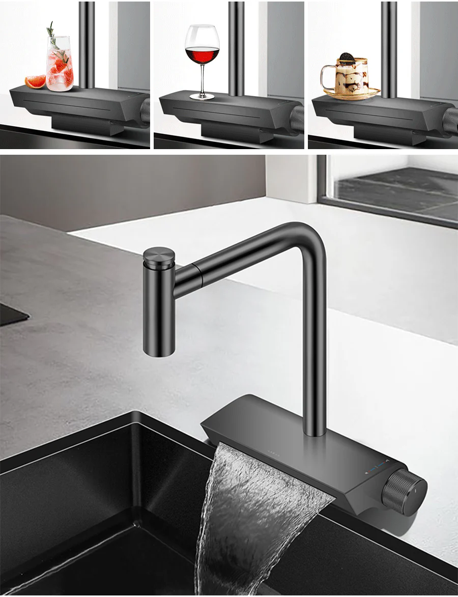 Black Brass Waterfall Faucet - Image 14