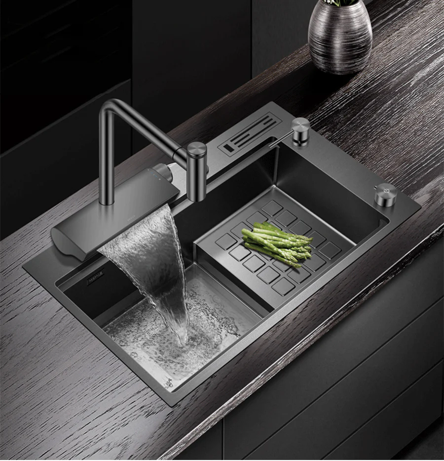 Black Brass Waterfall Faucet - Image 8
