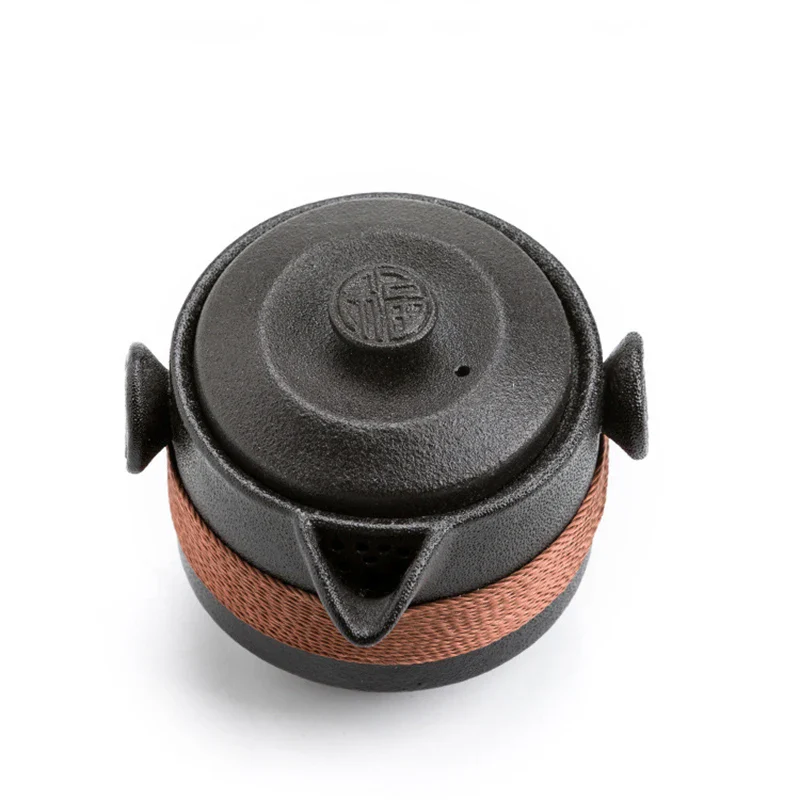 Black Pottery Travel Trio: Portable Tea and Coffee Set - Image 5