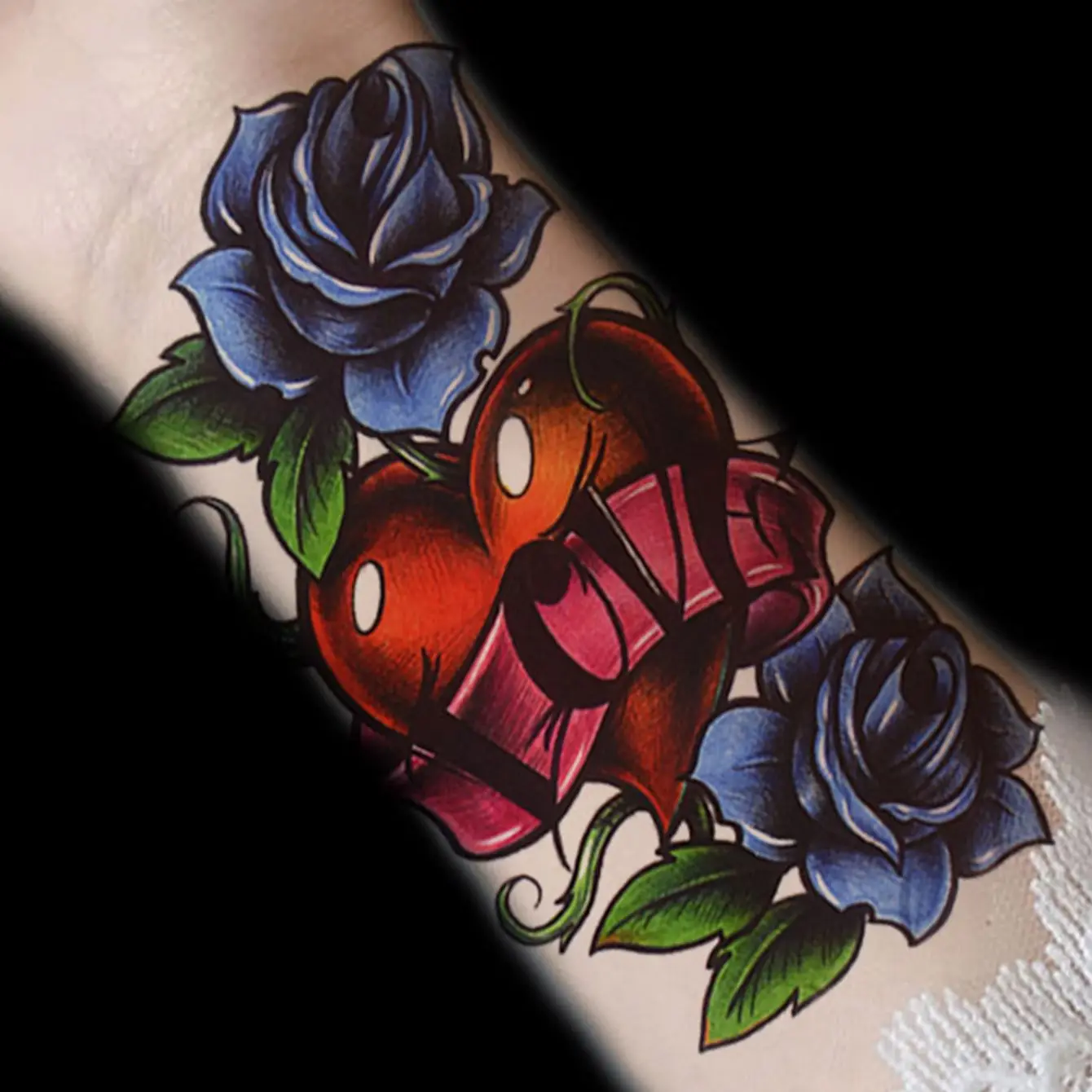 Blue Rose Blossom Tattoo Sticker - Image 3