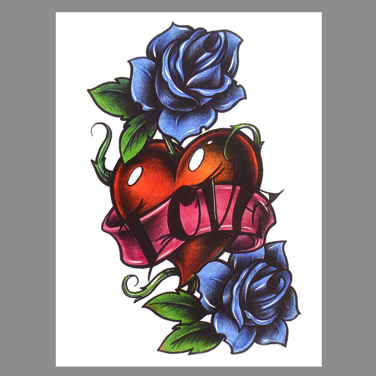 Blue Rose Blossom Tattoo Sticker - Image 4