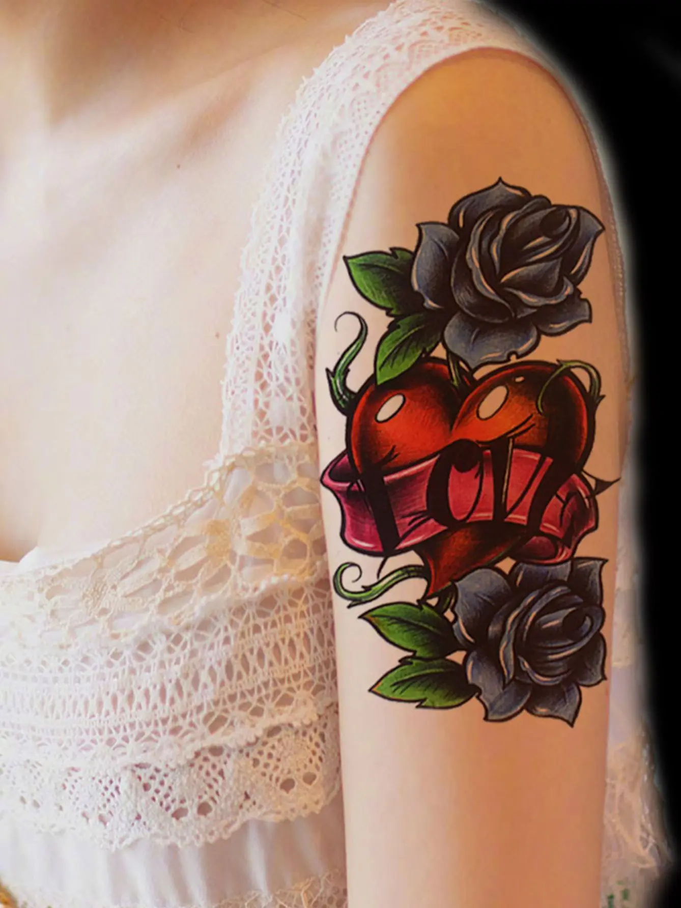 Blue Rose Blossom Tattoo Sticker - Image 6