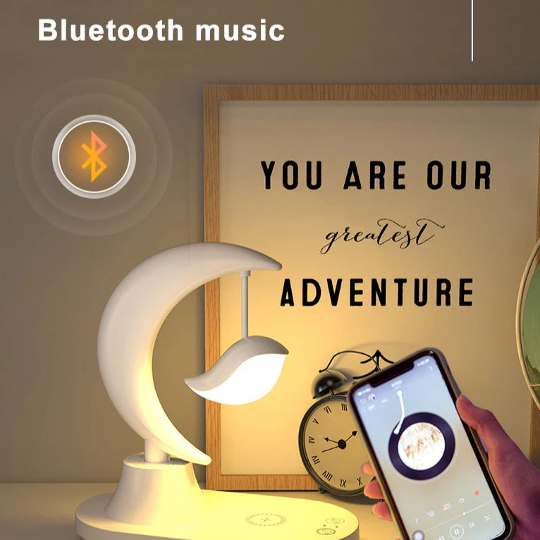 Bluetooth Speaker Phone Wireless Charger LED Bedside Lamp - Image 12