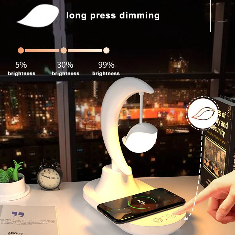 Bluetooth Speaker Phone Wireless Charger LED Bedside Lamp - Image 13