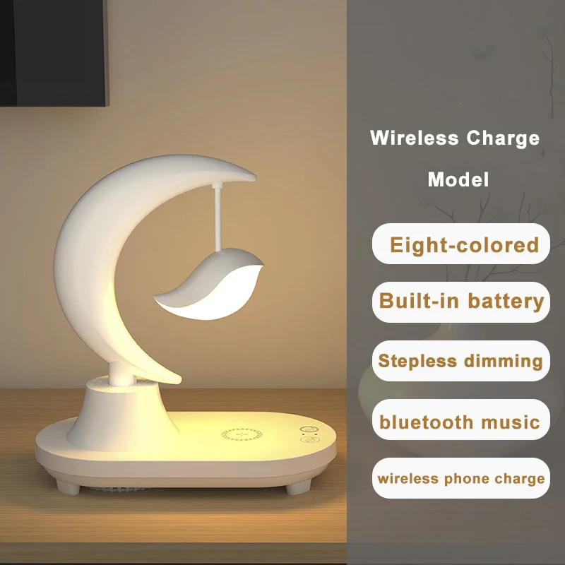 Bluetooth Speaker Phone Wireless Charger LED Bedside Lamp - Image 3