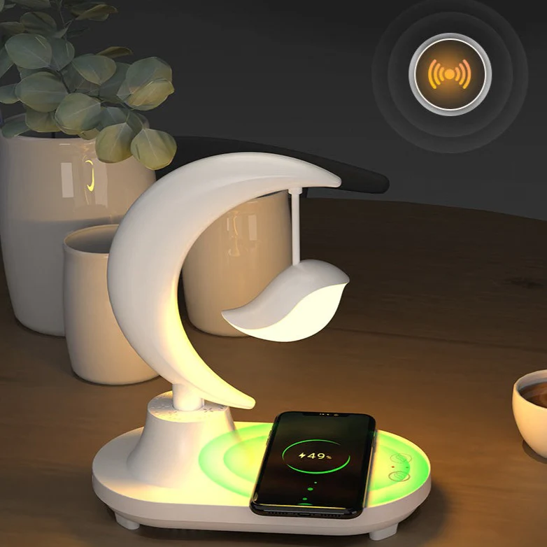 Bluetooth Speaker Phone Wireless Charger LED Bedside Lamp - Image 9