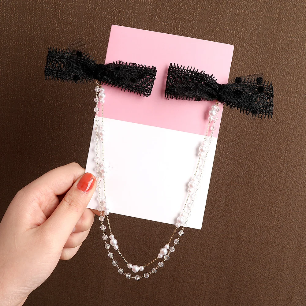 Bow Pearls Chain Barrettes Hairpin - Image 10