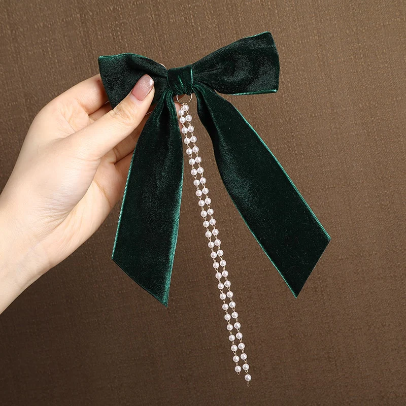 Bow Pearls Chain Barrettes Hairpin - Image 11