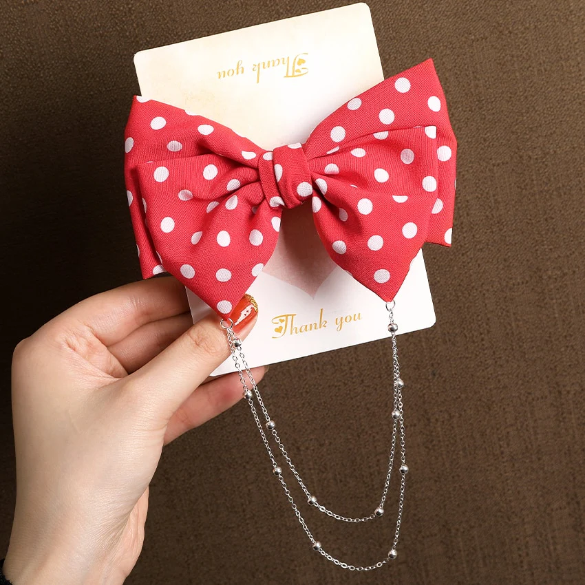 Bow Pearls Chain Barrettes Hairpin - Image 19