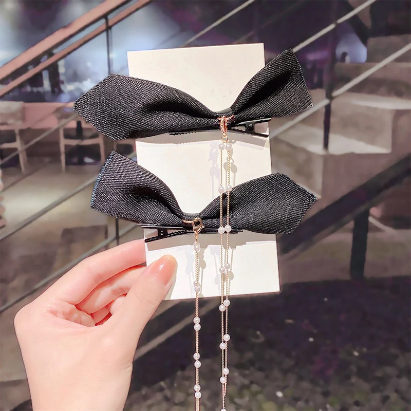 Bow Pearls Chain Barrettes Hairpin - Image 21