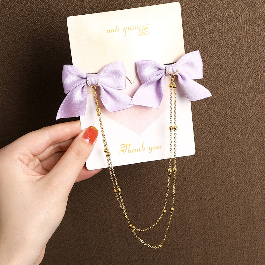 Bow Pearls Chain Barrettes Hairpin - Image 27