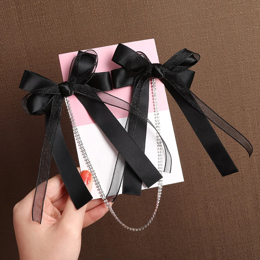 Bow Pearls Chain Barrettes Hairpin - Image 32