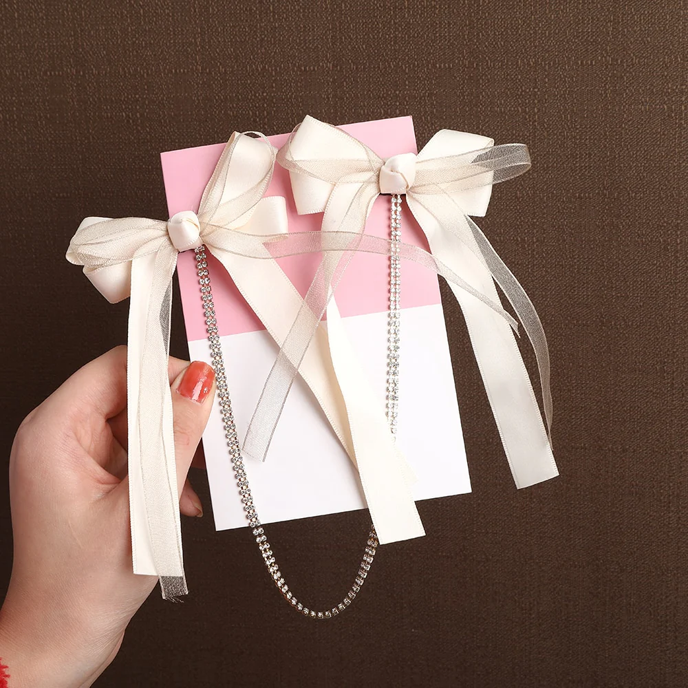 Bow Pearls Chain Barrettes Hairpin - Image 40