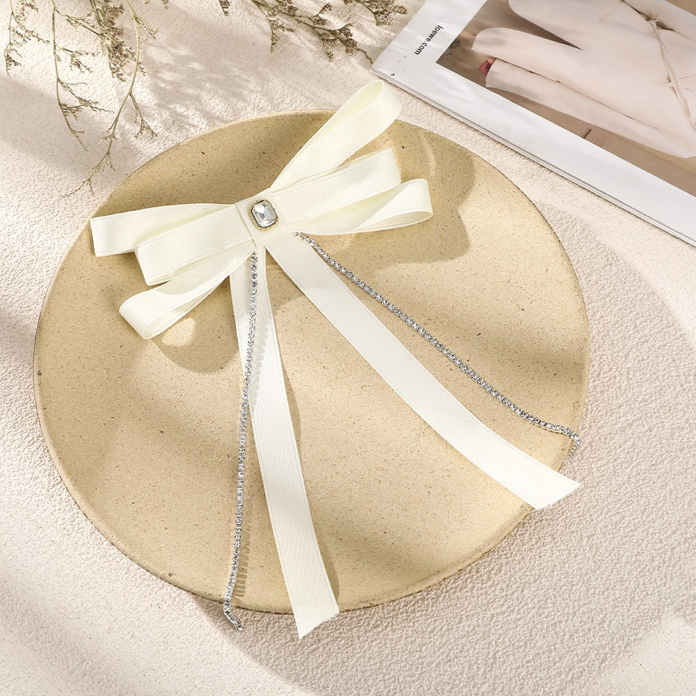 Bow Pearls Chain Barrettes Hairpin - Image 42